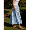 image:imageMakeMeChic Womens Plaid Gingham Maxi Skirt Low Waist Flowy Long SkirtsLight Blue