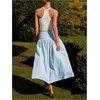 image:imageMakeMeChic Womens Plaid Gingham Maxi Skirt Low Waist Flowy Long SkirtsLight Blue