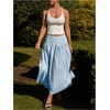 image:imageMakeMeChic Womens Plaid Gingham Maxi Skirt Low Waist Flowy Long SkirtsLight Blue
