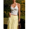 image:imageMakeMeChic Womens Plaid Gingham Maxi Skirt Low Waist Flowy Long SkirtsYellow