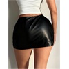 image:imageMakeMeChic Womens Plus Size Black Mini Skirts Summer Ruched High Waisted Sexy Bodycon Short SkirtsBlack B