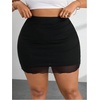 image:imageMakeMeChic Womens Plus Size Black Mini Skirts Summer Ruched High Waisted Sexy Bodycon Short SkirtsBlack Mesh