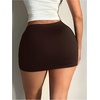 image:imageMakeMeChic Womens Plus Size Black Mini Skirts Summer Ruched High Waisted Sexy Bodycon Short SkirtsCoffee Brown