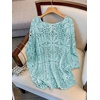image:imageMakeMeChic Womens Plus Size Crochet Boho Tops Summer Vacation Beach Cover Ups SweaterBlue