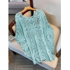 image:imageMakeMeChic Womens Plus Size Crochet Boho Tops Summer Vacation Beach Cover Ups SweaterBlue