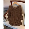 image:imageMakeMeChic Womens Plus Size Crochet Boho Tops Summer Vacation Beach Cover Ups SweaterBrown