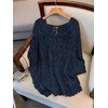 image:imageMakeMeChic Womens Plus Size Crochet Boho Tops Summer Vacation Beach Cover Ups SweaterDark Blue