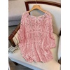 image:imageMakeMeChic Womens Plus Size Crochet Boho Tops Summer Vacation Beach Cover Ups SweaterPink