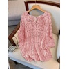 image:imageMakeMeChic Womens Plus Size Crochet Boho Tops Summer Vacation Beach Cover Ups SweaterPink