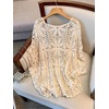 image:imageMakeMeChic Womens Plus Size Crochet Boho Tops Summer Vacation Beach Cover Ups SweaterPlus Beige