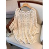 image:imageMakeMeChic Womens Plus Size Crochet Boho Tops Summer Vacation Beach Cover Ups SweaterPlus Beige
