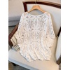 image:imageMakeMeChic Womens Plus Size Crochet Boho Tops Summer Vacation Beach Cover Ups SweaterPlus White