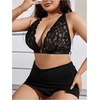 image:imageMakeMeChic Womens Plus Size Lace Bralette Front Closure Bras Wireless Deep V Triangle Sexy Lace BraBlack