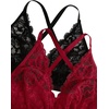 image:imageMakeMeChic Womens Plus Size Lace Bralette Front Closure Bras Wireless Deep V Triangle Sexy Lace BraBlackRed