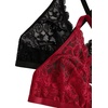 image:imageMakeMeChic Womens Plus Size Lace Bralette Front Closure Bras Wireless Deep V Triangle Sexy Lace BraBlackRed
