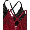 image:imageMakeMeChic Womens Plus Size Lace Bralette Front Closure Bras Wireless Deep V Triangle Sexy Lace BraBlackRed