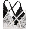 image:imageMakeMeChic Womens Plus Size Lace Bralette Front Closure Bras Wireless Deep V Triangle Sexy Lace BraBlackWhite