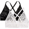 image:imageMakeMeChic Womens Plus Size Lace Bralette Front Closure Bras Wireless Deep V Triangle Sexy Lace BraBlackWhite