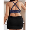 image:imageMakeMeChic Womens Plus Size Lace Bralette Front Closure Bras Wireless Deep V Triangle Sexy Lace BraBlue