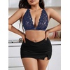 image:imageMakeMeChic Womens Plus Size Lace Bralette Front Closure Bras Wireless Deep V Triangle Sexy Lace BraBlue