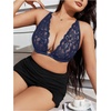image:imageMakeMeChic Womens Plus Size Lace Bralette Front Closure Bras Wireless Deep V Triangle Sexy Lace BraBlue