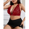 image:imageMakeMeChic Womens Plus Size Lace Bralette Front Closure Bras Wireless Deep V Triangle Sexy Lace BraBurgundy