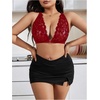 image:imageMakeMeChic Womens Plus Size Lace Bralette Front Closure Bras Wireless Deep V Triangle Sexy Lace BraBurgundy