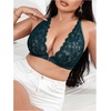 image:imageMakeMeChic Womens Plus Size Lace Bralette Front Closure Bras Wireless Deep V Triangle Sexy Lace BraDark Green