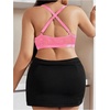 image:imageMakeMeChic Womens Plus Size Lace Bralette Front Closure Bras Wireless Deep V Triangle Sexy Lace BraHot Pink