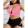 image:imageMakeMeChic Womens Plus Size Lace Bralette Front Closure Bras Wireless Deep V Triangle Sexy Lace BraHot Pink