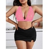 image:imageMakeMeChic Womens Plus Size Lace Bralette Front Closure Bras Wireless Deep V Triangle Sexy Lace BraHot Pink