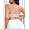 image:imageMakeMeChic Womens Plus Size Lace Bralette Front Closure Bras Wireless Deep V Triangle Sexy Lace BraPink