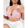 image:imageMakeMeChic Womens Plus Size Lace Bralette Front Closure Bras Wireless Deep V Triangle Sexy Lace BraPink