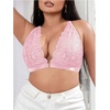 image:imageMakeMeChic Womens Plus Size Lace Bralette Front Closure Bras Wireless Deep V Triangle Sexy Lace BraPink