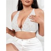 image:imageMakeMeChic Womens Plus Size Lace Bralette Front Closure Bras Wireless Deep V Triangle Sexy Lace BraWhite