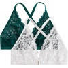 image:imageMakeMeChic Womens Plus Size Lace Bralette Front Closure Bras Wireless Deep V Triangle Sexy Lace BraWhiteGreen