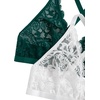 image:imageMakeMeChic Womens Plus Size Lace Bralette Front Closure Bras Wireless Deep V Triangle Sexy Lace BraWhiteGreen