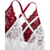 image:imageMakeMeChic Womens Plus Size Lace Bralette Front Closure Bras Wireless Deep V Triangle Sexy Lace BraWhiteRed