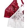 image:imageMakeMeChic Womens Plus Size Lace Bralette Front Closure Bras Wireless Deep V Triangle Sexy Lace BraWhiteRed