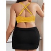 image:imageMakeMeChic Womens Plus Size Lace Bralette Front Closure Bras Wireless Deep V Triangle Sexy Lace BraYellow