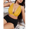 image:imageMakeMeChic Womens Plus Size Lace Bralette Front Closure Bras Wireless Deep V Triangle Sexy Lace BraYellow