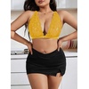 image:imageMakeMeChic Womens Plus Size Lace Bralette Front Closure Bras Wireless Deep V Triangle Sexy Lace BraYellow