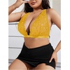 image:imageMakeMeChic Womens Plus Size Lace Bralette Front Closure Bras Wireless Deep V Triangle Sexy Lace BraYellow
