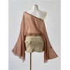 image:imageMakeMeChic Womens Plus Size Poncho Tops Summer Boho Mesh Sheer Bell Sleeve Asymmetrical Shirt Crop TopsBrown