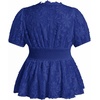 image:imageMakeMeChic Womens Plus Size Sexy Peplum Lace Tops Floral Sheer Mesh Going Out Tops Low Cut Short Sleeve TShirtDark Blue