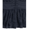 image:imageMakeMeChic Womens Plus Size Sexy Peplum Lace Tops Floral Sheer Mesh Going Out Tops Low Cut Short Sleeve TShirtDark Blue Solid