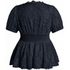 image:imageMakeMeChic Womens Plus Size Sexy Peplum Lace Tops Floral Sheer Mesh Going Out Tops Low Cut Short Sleeve TShirtDark Blue Solid