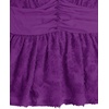 image:imageMakeMeChic Womens Plus Size Sexy Peplum Lace Tops Floral Sheer Mesh Going Out Tops Low Cut Short Sleeve TShirtPurple