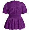 image:imageMakeMeChic Womens Plus Size Sexy Peplum Lace Tops Floral Sheer Mesh Going Out Tops Low Cut Short Sleeve TShirtPurple