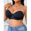 image:imageMakeMeChic Womens Plus Size Underwire Backless Bra with Clear Invisible StrapBlack